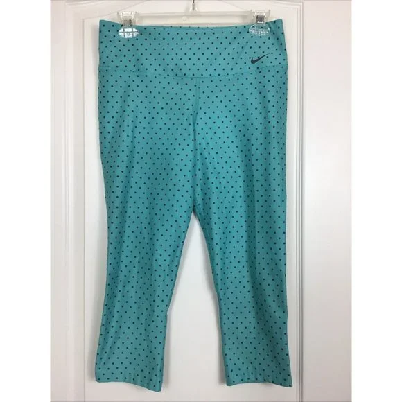 Nike Legend Tight Training Green Polka Dot Dri-Fit Capri Pants Leggings  M